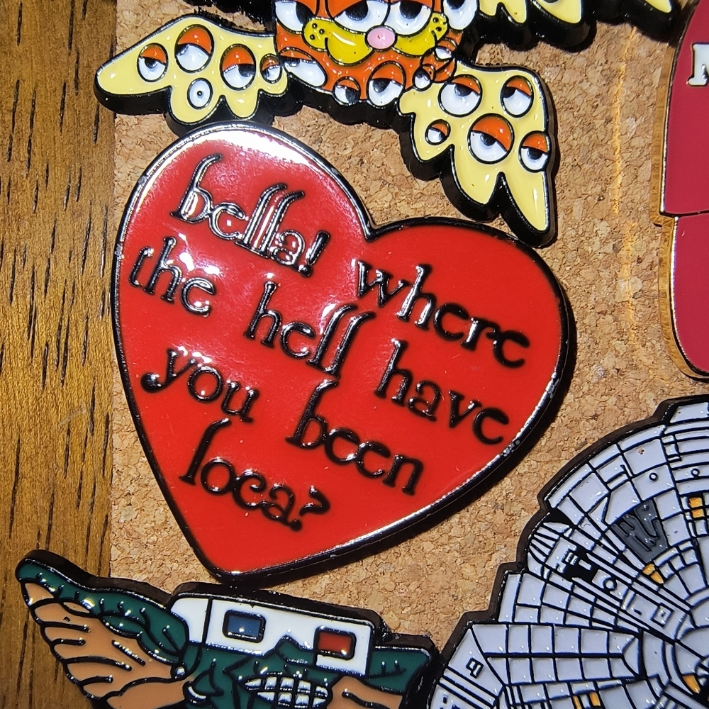 Red Heart Enamel Pin with Script Text Twilight Breaking Dawn New Moon Bella